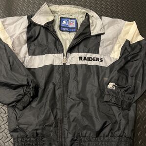 Ultra Rare Vintage 80s 90s Starter Oakland Raiders Zip Jacket Mens Large